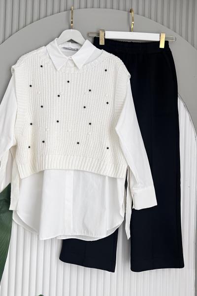 3lü Derin Kombin Ekru