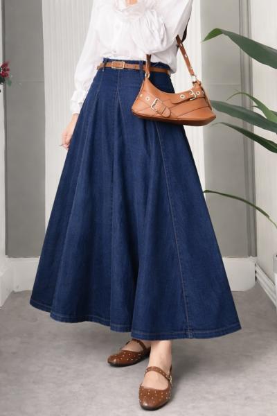 Ahu Denim Etek Lacivert