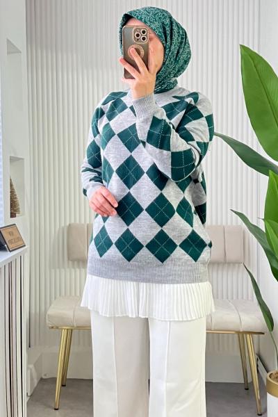 Baklava Desen Kazak Yeşil