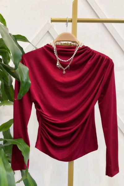 Balıkcı Yaka Bluz Kırmızı