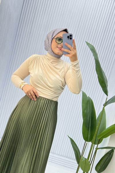 Balıkcı Yaka Bluz Taş Rengi