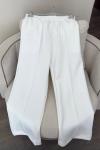 Bilek Boy Cimalı Pantolon Beyaz