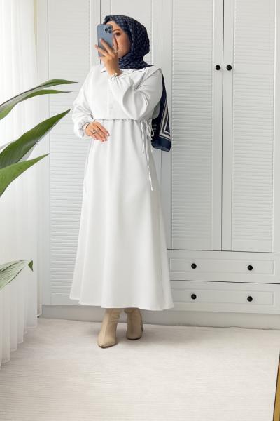 CROP YELEK ELBİSE Beyaz