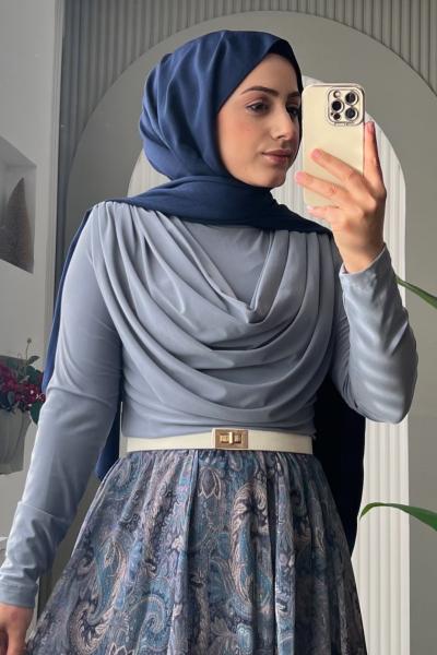 Degaje yaka bluz Gri