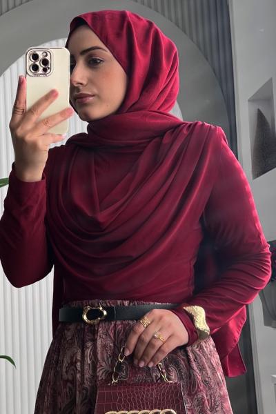 Degaje yaka bluz Bordo