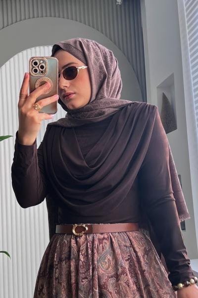 Degaje yaka bluz Kahverengi