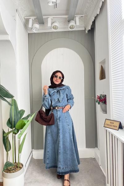 Denim Fiyonk Takım Mavi