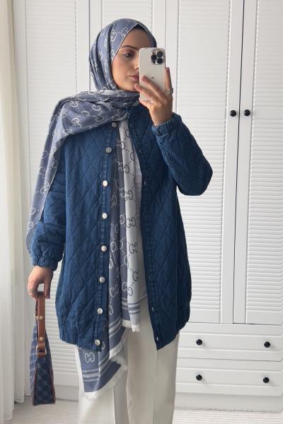 Denim Kapitone Kaban Lacivert