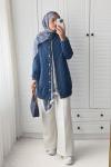 Denim Kapitone Kaban Lacivert