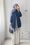 Denim Kapitone Kaban Lacivert