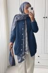 Denim Kapitone Kaban Lacivert