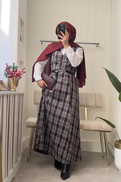 Ekose Jile Gömlek Hediyeli Bordo