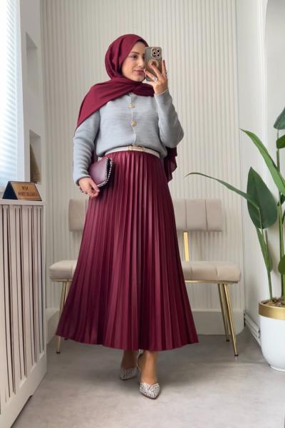 ELİZ KOMBİN Gri Bordo