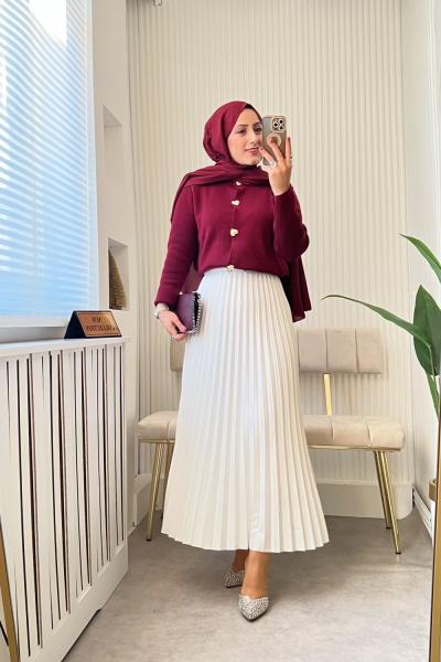 ELİZ KOMBİN Bordo Beyaz