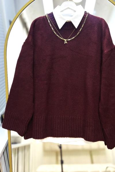 Fenomen Oversize Kazak Bordo