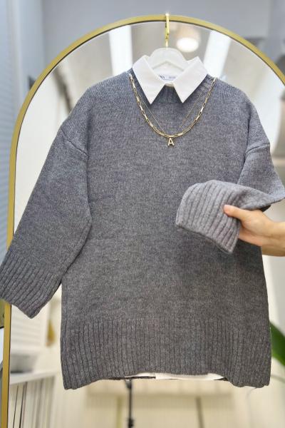 Fenomen Oversize Kazak Gri