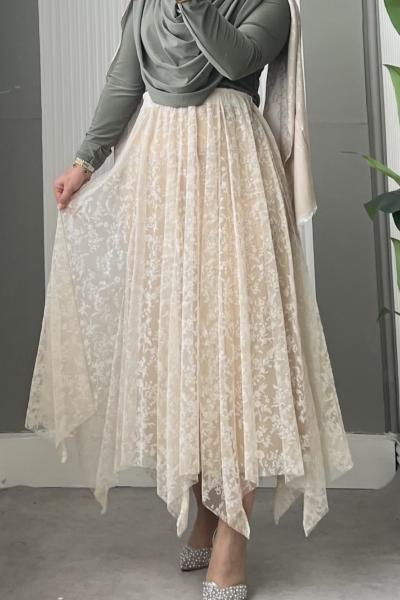 Floks Tül Etek Ekru