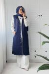 Kapitone Uzun Yelek Lacivert