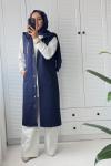 Kapitone Uzun Yelek Lacivert