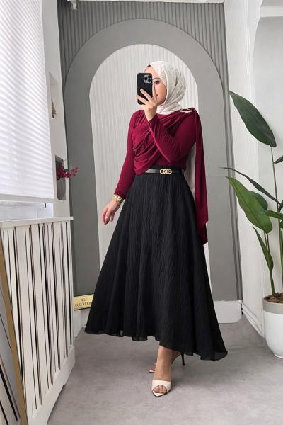 Kuğu Kombin Bordo Siyah