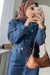 Liya Denim Elbise Lacivert