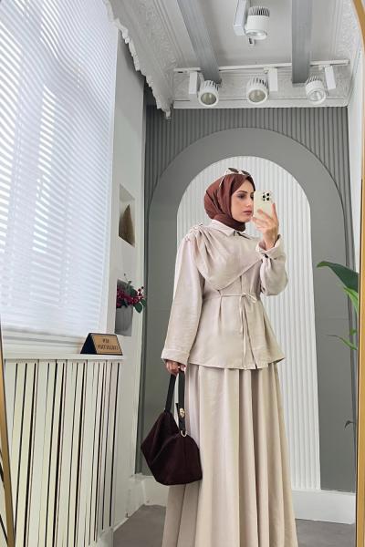 Mery Şal takım  Taş Rengi