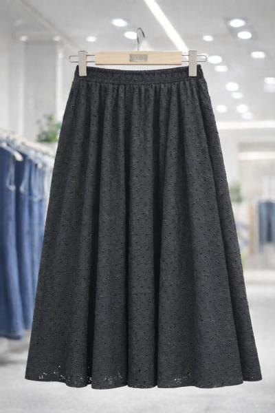 Mira Güpür Etek Siyah