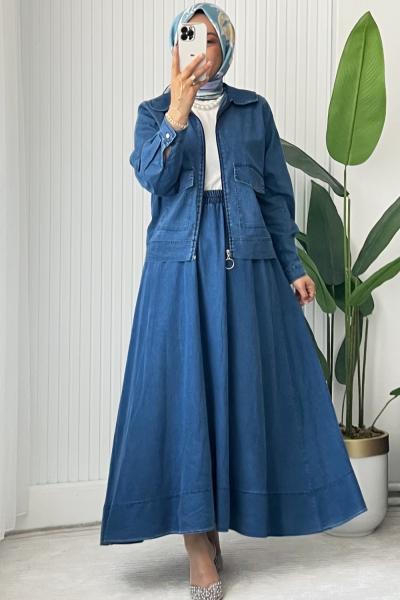 Muadil Etekli Kot Takım Mavi