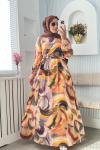 Pastel Elbise Bej Kahve