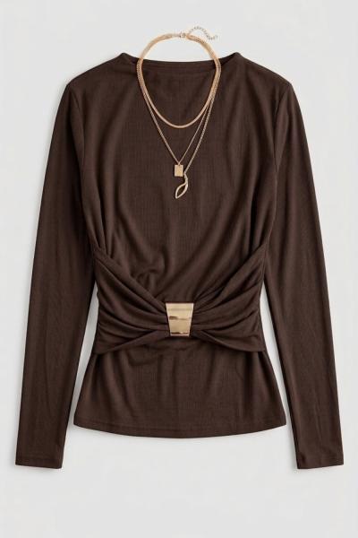 PERA BLUZ Kahverengi