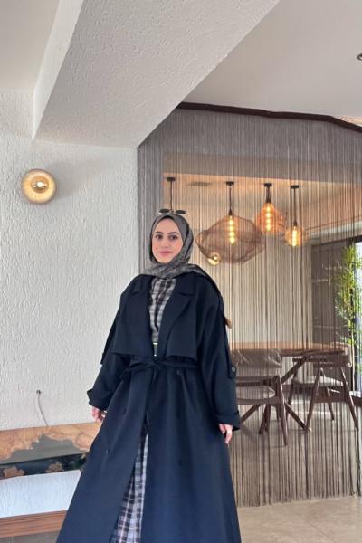 Premium Uzun Trenç  Lacivert