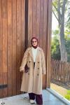 Premium Uzun Trenç  Camel