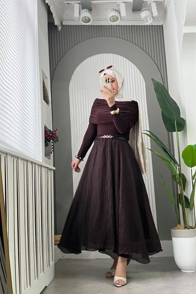 Prenses kombin Kahverengi