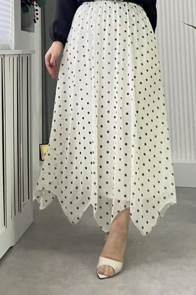 PUANTİYELİ ETEK Ekru