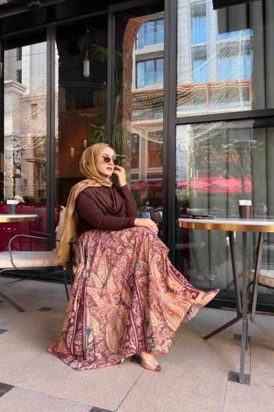 Şal Desen Takım Kahverengi