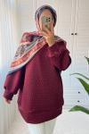 Scuba Taşlı Tunik Bordo