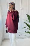 Scuba Taşlı Tunik Bordo