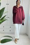Scuba Taşlı Tunik Bordo