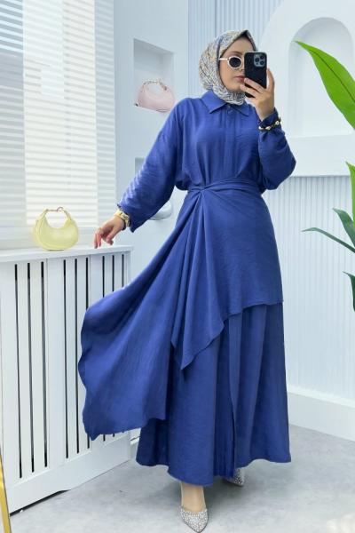 Seda Bağlama Elbise indıgo