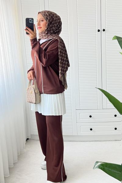 ŞERİTLİ OYŞ TAKIM Kahverengi