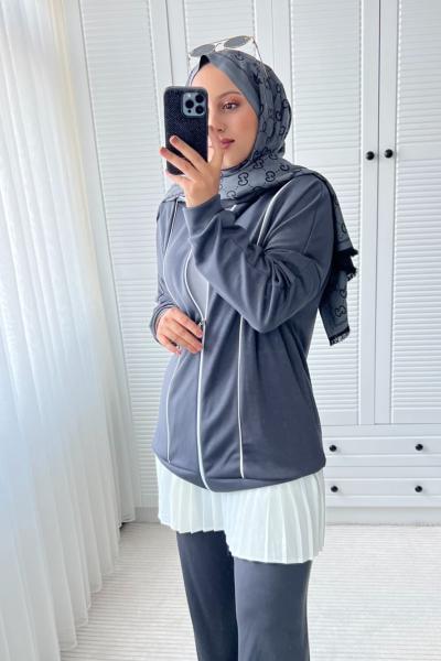 ŞERİTLİ OYŞ TAKIM Gri