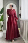Soli Gold Düğmeli elbise  Bordo