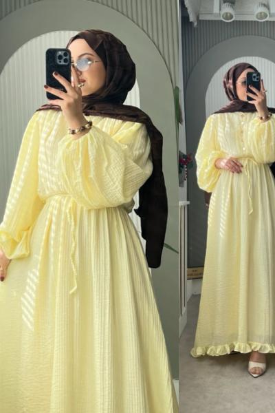 Soli Gold Düğmeli elbise  Sarı