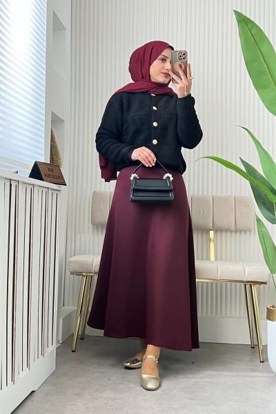 Teddy Kombin Siyah Bordo