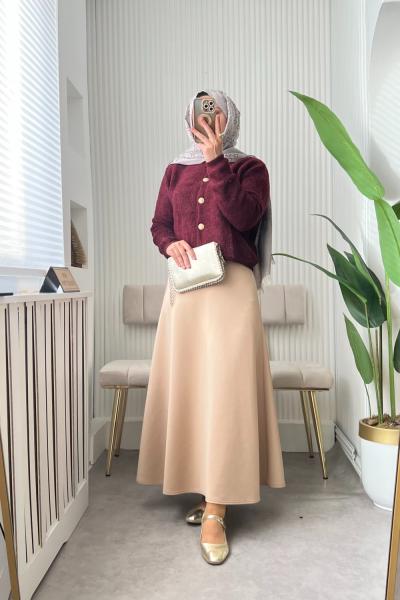 Teddy Kombin Bordo Bej