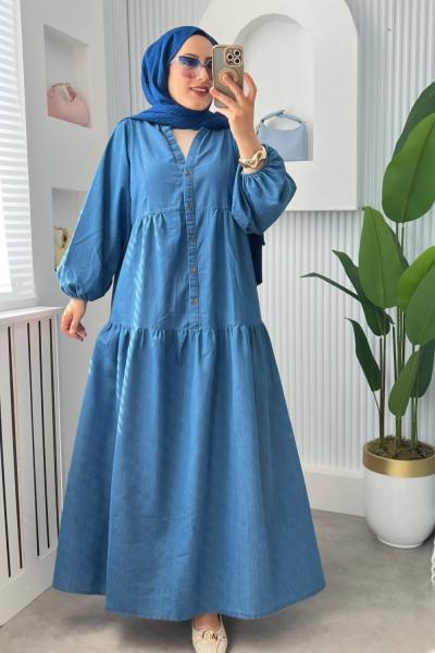 VİOLE KOT ELBİSE Mavi