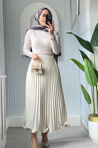 VoLens Plise Etek Taş Rengi