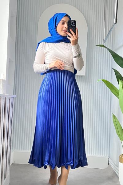 VoLens Plise Etek Saks Mavisi