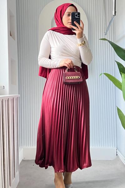VoLens Plise Etek Bordo