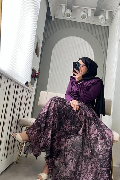 Zebray Etekli Kombin Mor